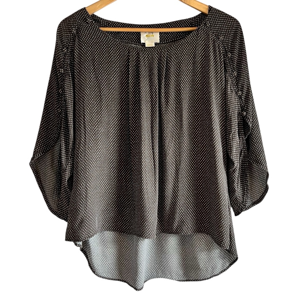 Maeve Anthropologie dotted print flowy button sleeve top XS excellent condition
